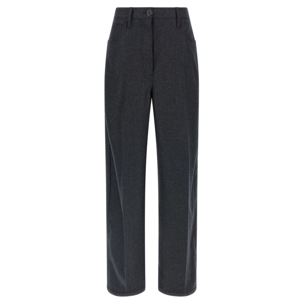 Prada Gray Virgin Wool Casual Women's Pants